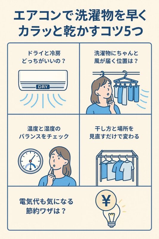 エアコンで洗濯物を乾かすコツ